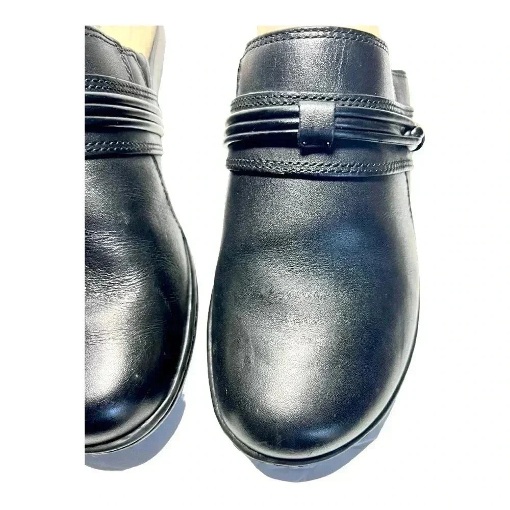 Clarks Women’s Black Leather Casual Slip On Mule Size 7 Preowned - Picture 5 of 12